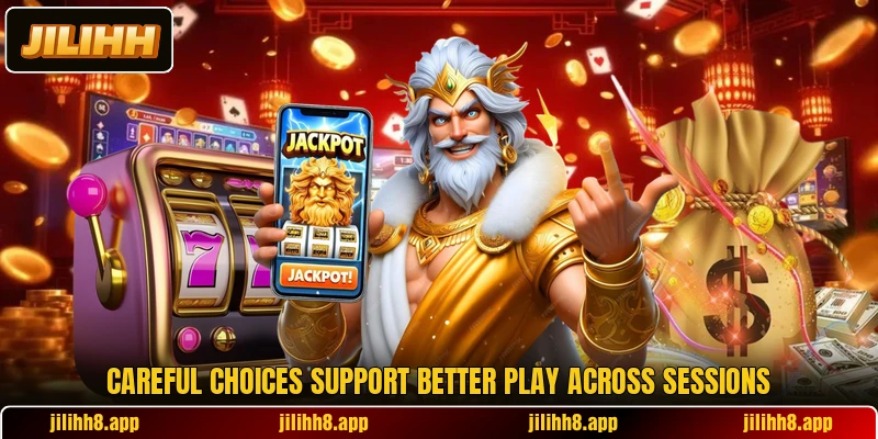Careful choices support better play across sessions Careful choices support better play across sessions