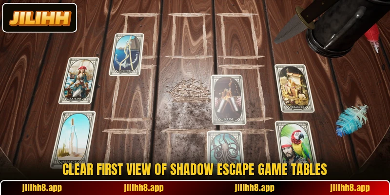 Clear first view of Shadow Escape Game tables Clear first view of Shadow Escape Game tables