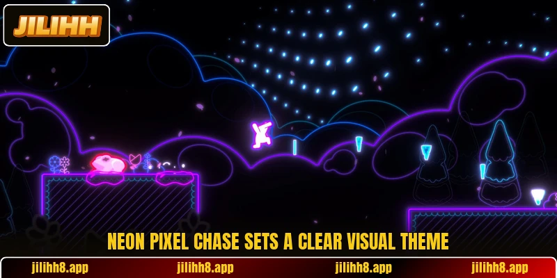 Neon Pixel Chase sets a clear visual theme Neon Pixel Chase sets a clear visual theme