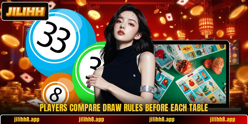 Players compare draw rules before each table Players compare draw rules before each table