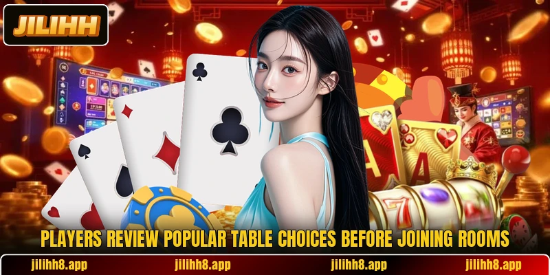 Players review popular table choices before joining rooms Players review popular table choices before joining rooms