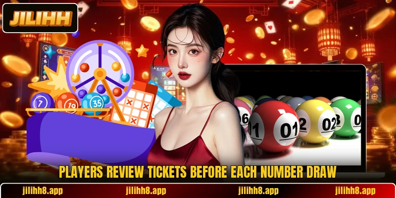 Players review tickets before each number draw Players review tickets before each number draw